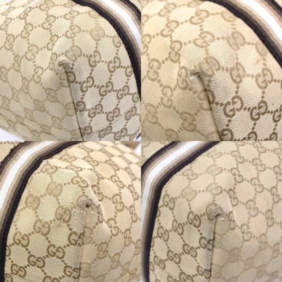 GUCCI GG Sherry Line ShoulderTote Bag Canvas Leather Beige Italy - Picture 7 of 14